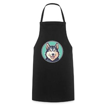Northern Inuit Dog Breed Cartoon Kawaii Clipart - Cooking Apron - black - Front - AI Model Male 185 dark (185cm)