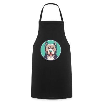Pitbull Dog Breed Cartoon Character Kawaii Clipart - Cooking Apron - black - Front - AI Model Male 185 dark (185cm)