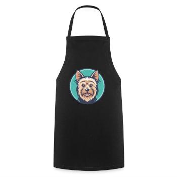 Silky Terrier Hund Rasse Cartoon Kawaii Clipart Haustier - Kochschürze - Schwarz - Vorne - AI Model Male 185 dark (185cm)