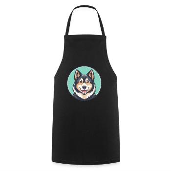 Sibérien Laïka Chien Race Dessin animé Kawaii Clipart - Tablier de cuisine - noir - Devant - AI Model Male 185 dark (185cm)