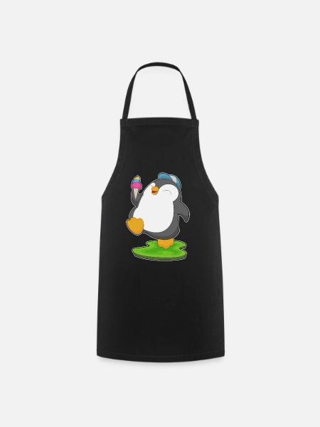 Pinguin Waffeleis - Kochschürze - Schwarz