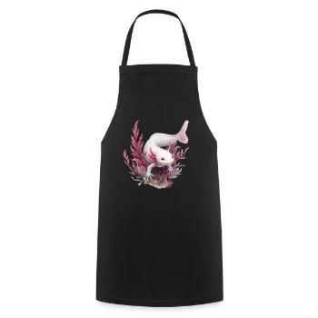 Axolotl Motif Tail Lurch Animal Lover Headphones - Cooking Apron - black - Front - AI Model Male 185 dark (185cm)