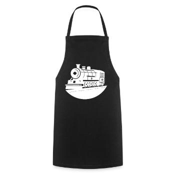 Dessin de locomotive - Tablier de cuisine - noir - Devant - AI Model Male 185 dark (185cm)