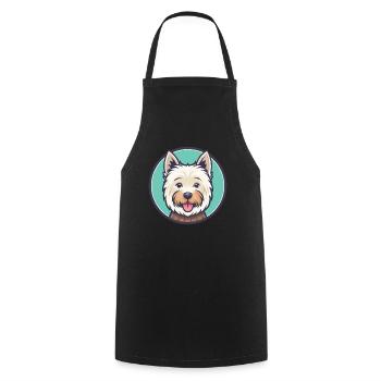Westie Hund Rasse Cartoon Kawaii Clipart Tier Haustier - Kochschürze - Schwarz - Vorne - AI Model Male 185 dark (185cm)