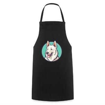 Berger Suisse Blanc Chien Race Dessin Animé Kawaii Pet - Tablier de cuisine - noir - Devant - AI Model Male 185 dark (185cm)