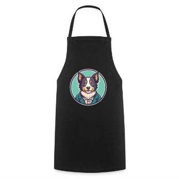 Drehspieß Hund Rasse Bunte Karikatur Kawaii Clipart - Kochschürze - Schwarz - Vorne - AI Model Male 185 dark (185cm)