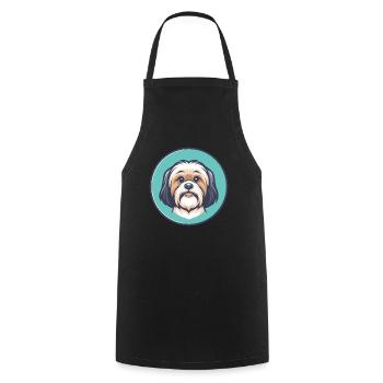 Tibetische Kyi Apso Hunderasse Cartoon Kawaii Clipart - Kochschürze - Schwarz - Vorne - AI Model Male 185 dark (185cm)