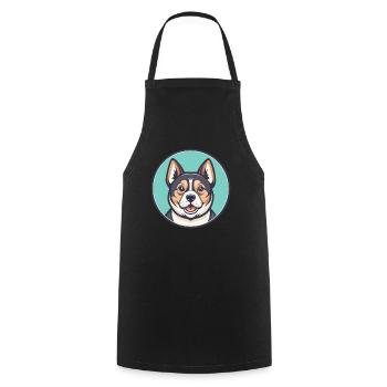 Thai Bangkaew Dog Breed Cartoon Kawaii Clipart Pet - Cooking Apron - black - Front - AI Model Male 185 dark (185cm)