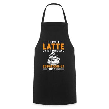 J’ai un café au lait en tête et un expresso-ly pour vous. - Tablier de cuisine - noir - Devant - AI Model Male 185 dark (185cm)