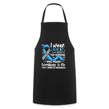 Diabetes Awareness Juvenile Blue And Gray Ribbon - Cooking Apron - black - Front - AI Model Male 185 dark (185cm)