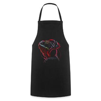 Chameleon Animal Animal Lover Headphones Reptiles - Cooking Apron - black - Front - AI Model Male 185 dark (185cm)