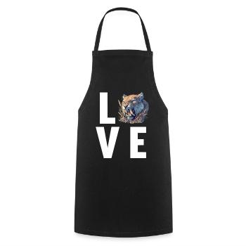 Saber-Toothed Tiger Sabertooth Tiger - Cooking Apron - black - Front - AI Model Male 185 dark (185cm)
