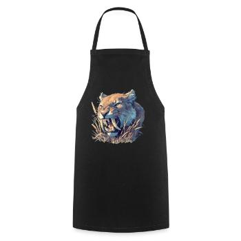 Saber-Toothed Tiger Sabertooth Tiger - Cooking Apron - black - Front - AI Model Male 185 dark (185cm)