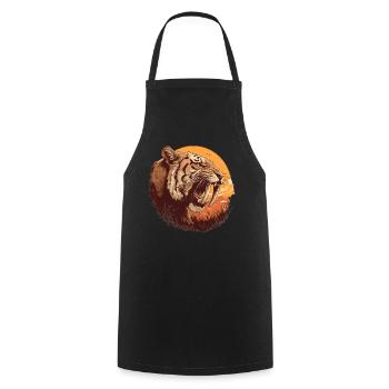 Saber-Toothed Tiger Sabertooth Tiger - Cooking Apron - black - Front - AI Model Male 185 dark (185cm)