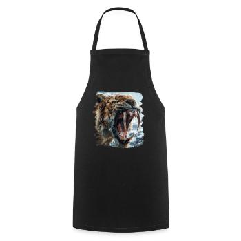 Saber-Toothed Tiger Sabertooth Tiger - Cooking Apron - black - Front - AI Model Male 185 dark (185cm)