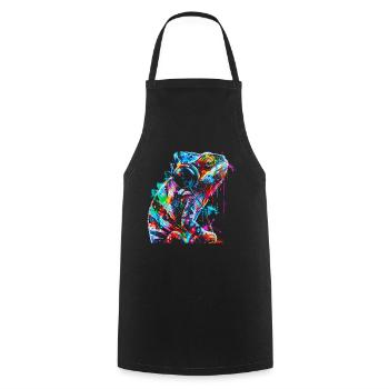 Chameleon Animal Animal Lover Headphones Reptiles - Cooking Apron - black - Front - AI Model Male 185 dark (185cm)