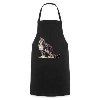 Clouded Leopard Nebelparder - Cooking Apron - black - Front - AI Model Male 185 dark (185cm)