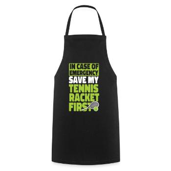 Funny Tennis Player Racket In Case - Cooking Apron - black - Front - AI Model Male 185 dark (185cm)
