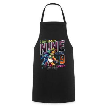 9e anniversaire des filles de motocross - Tablier de cuisine - noir - Devant - AI Model Male 185 dark (185cm)