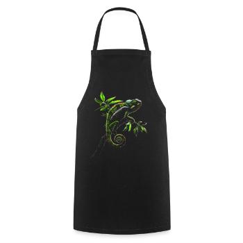 Chameleon Animal Animal Lover Headphones Reptiles - Cooking Apron - black - Front - AI Model Male 185 dark (185cm)