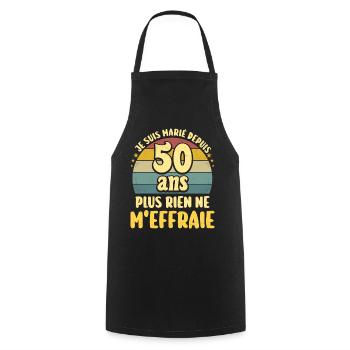 Marié 50 Ans Fête 50 Ans De Mariage - Tablier de cuisine - noir - Devant - AI Model Male 185 dark (185cm)