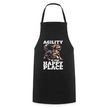 Dog Agility Is My Happy Place Loves Agility Sport - Cooking Apron - black - Front - AI Model Male 185 dark (185cm)