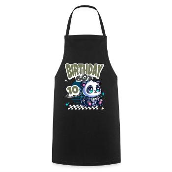10e anniversaire Enfants Anniversaire Gaming Panda - Tablier de cuisine - noir - Devant - AI Model Male 185 dark (185cm)