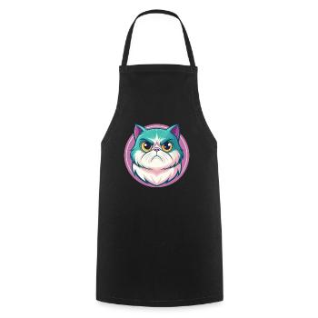 Exotische Kurzhaarkatze Rasse Cartoon Kawaii Tier - Kochschürze - Schwarz - Vorne - AI Model Male 185 dark (185cm)