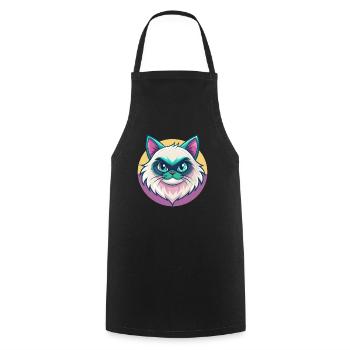 Himalaya-Katzenrasse Karikatur Kawaii Tier Haustier - Kochschürze - Schwarz - Vorne - AI Model Male 185 dark (185cm)