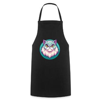 Persische Katze Rasse Cartoon Kawaii Tier Haustier - Kochschürze - Schwarz - Vorne - AI Model Male 185 dark (185cm)
