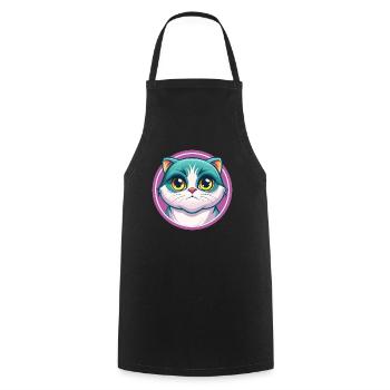 Schottisch Falten Katze Rasse Karikatur Kawaii Tier Haustier - Kochschürze - Schwarz - Vorne - AI Model Male 185 dark (185cm)