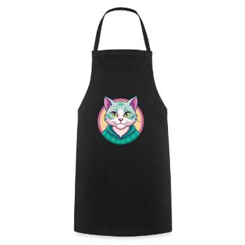 Scottish Straight Cat Breed Cartoon Kawaii Animal - Cooking Apron - black - Front - AI Model Male 185 dark (185cm)
