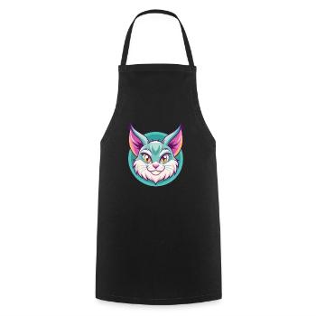 Pixie Bob Cat Breed Cartoon Kawaii Animal Pet - Cooking Apron - black - Front - AI Model Male 185 dark (185cm)