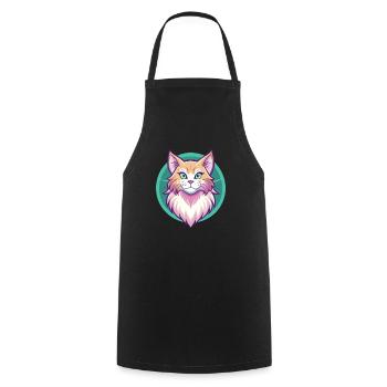 Ginger Longhair Cat Breed Cartoon Kawaii Animal - Cooking Apron - black - Front - AI Model Male 185 dark (185cm)