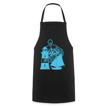 Boussole maritime Voilier Phare - Tablier de cuisine - noir - Devant - AI Model Male 185 dark (185cm)