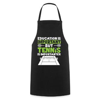 Raquette de joueur de tennis drôle - Tablier de cuisine - noir - Devant - AI Model Male 185 dark (185cm)