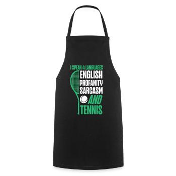 Drôle de joueur de tennis raquette je parle - Tablier de cuisine - noir - Devant - AI Model Male 185 dark (185cm)