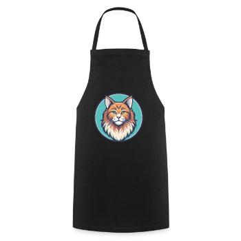 Ginger Longhair Cat Breed Cartoon Kawaii Animal - Cooking Apron - black - Front - AI Model Male 185 dark (185cm)