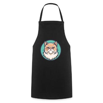 Persische Katze Rasse Cartoon Kawaii Tier Haustier - Kochschürze - Schwarz - Vorne - AI Model Male 185 dark (185cm)