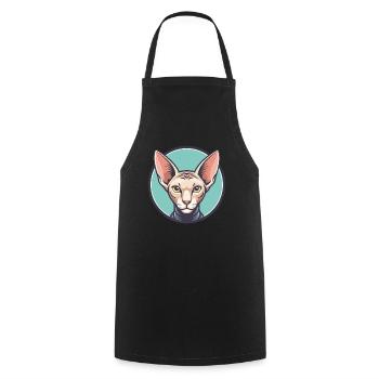 Peterbald Chat Race Dessin Animé Kawaii Animal Pet - Tablier de cuisine - noir - Devant - AI Model Male 185 dark (185cm)