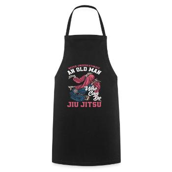 Never underestimate an old man who - Cooking Apron - black - Front - AI Model Male 185 dark (185cm)