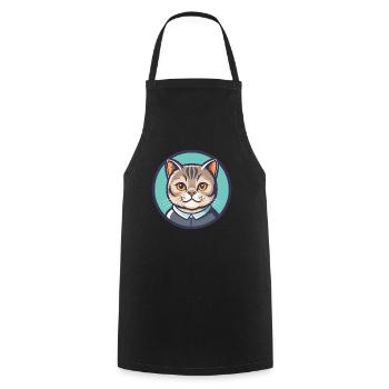 Scottish Shorthair Cat Breed Cartoon Kawaii Animal - Cooking Apron - black - Front - AI Model Male 185 dark (185cm)
