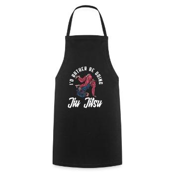 I'd rather do Jiu Jitsu - Cooking Apron - black - Front - AI Model Male 185 dark (185cm)