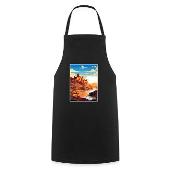 Aït Benhaddou Maroc Affiche de voyage Souvenir WPA - Tablier de cuisine - noir - Devant - AI Model Male 185 dark (185cm)