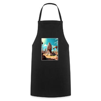 Hampi India Travel Poster Souvenir Postcard Paint - Cooking Apron - black - Front - AI Model Male 185 dark (185cm)
