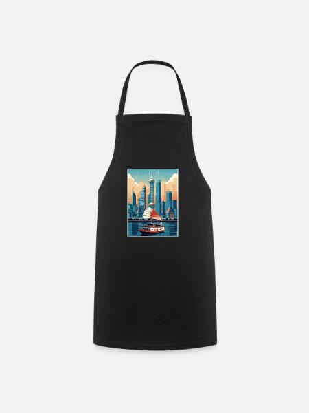 Shanghai Chine Voyage Affiche Souvenir Peinture WPA - Tablier de cuisine - noir