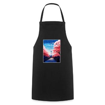 Japon Tokyo Voyage Affiche Souvenir Carte Postale Peinture - Tablier de cuisine - noir - Devant - AI Model Male 185 dark (185cm)