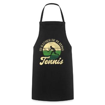 drôle de raquette de joueur de tennis que j’aurais - Tablier de cuisine - noir - Devant - AI Model Male 185 dark (185cm)