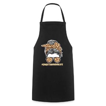 JiuJitsu MomLife Leopard Pattern - Cooking Apron - black - Front - AI Model Male 185 dark (185cm)