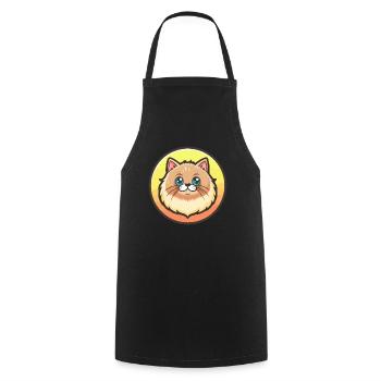 Persische Katze Rasse Karikatur Kawaii Tier Haustier - Kochschürze - Schwarz - Vorne - AI Model Male 185 dark (185cm)